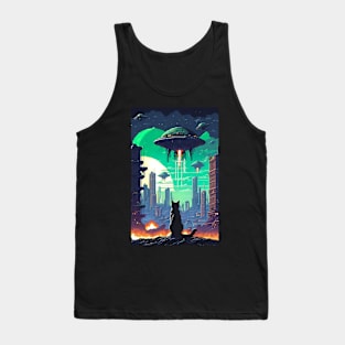 Pixel Art - City Cats (Aliens Invasion) Tank Top